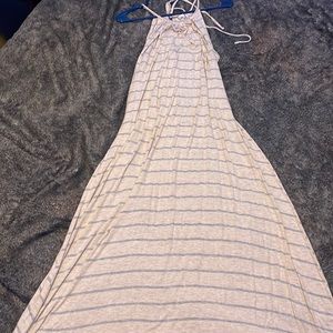 Olivia Mathew’s size medium cream and gray striped dress